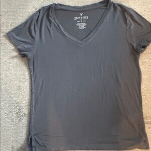 American Eagle Soft & Sexy Grey V Neck T-Shirt Womens Small